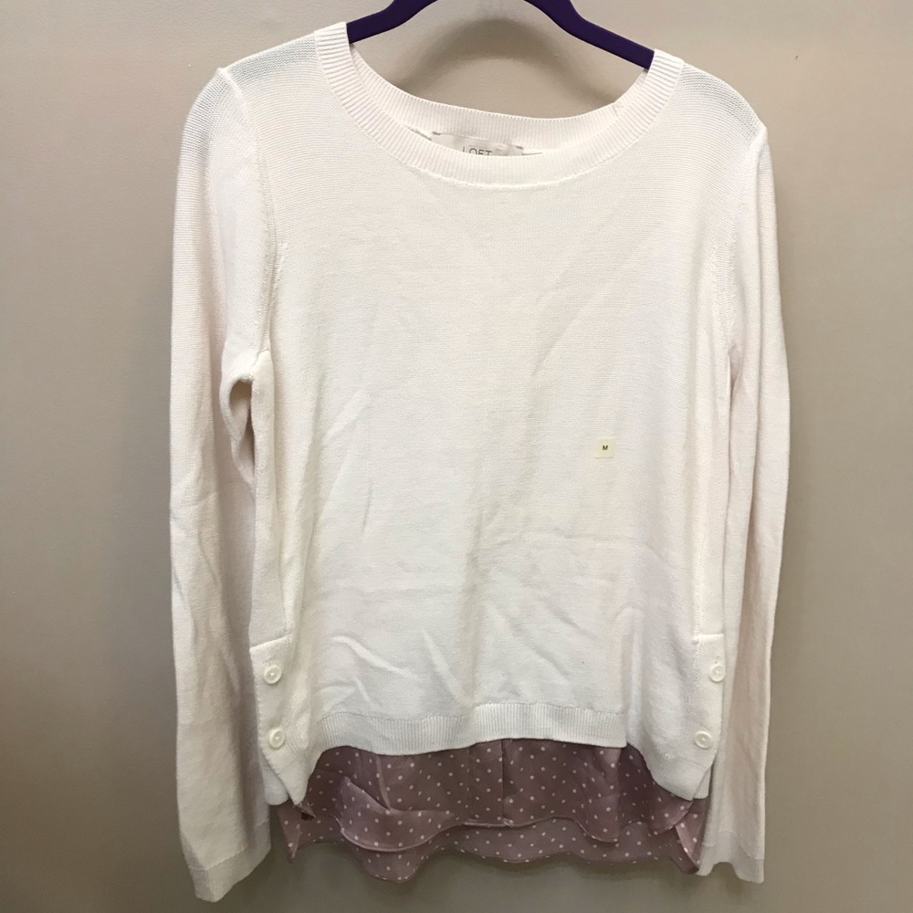 LOFT sweater with soft pink underlay